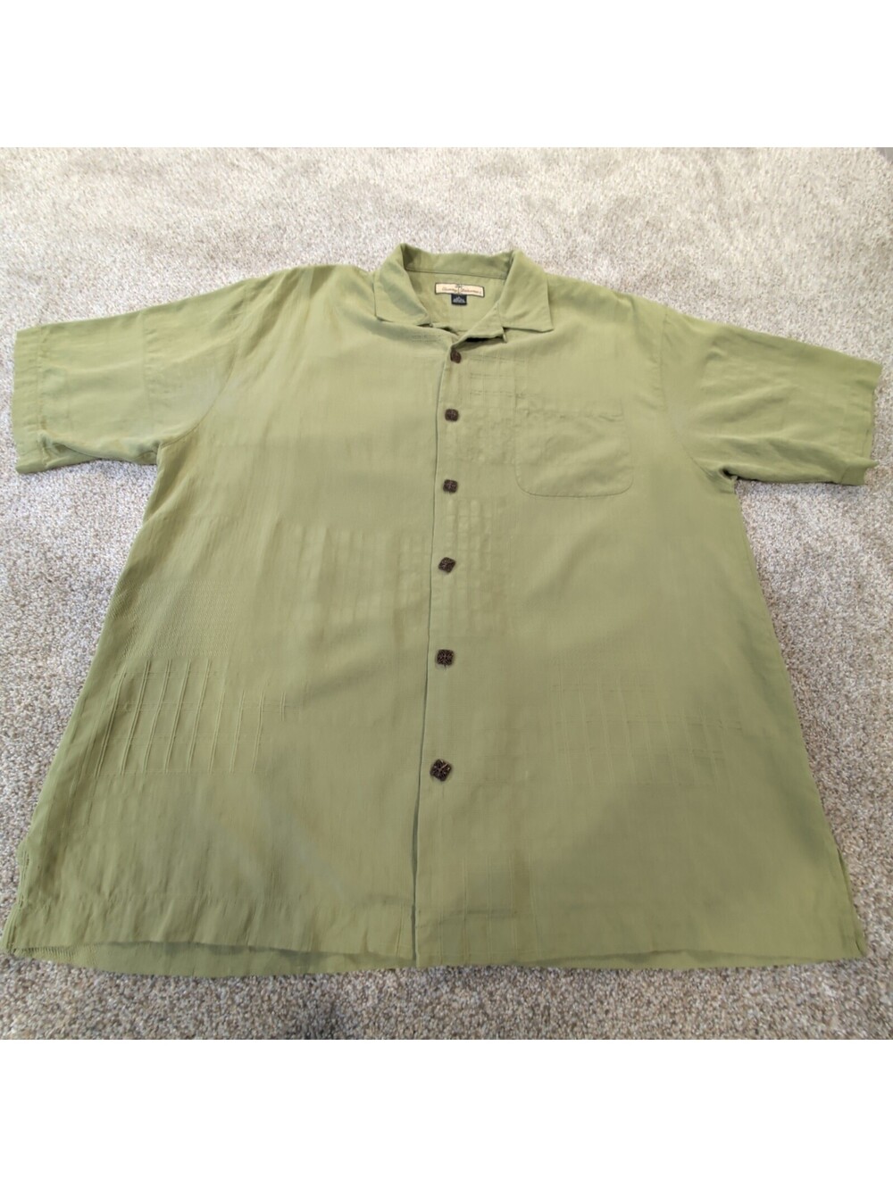 Tommy Bahama Men's Green Silk Button-Up Shirt Size XL